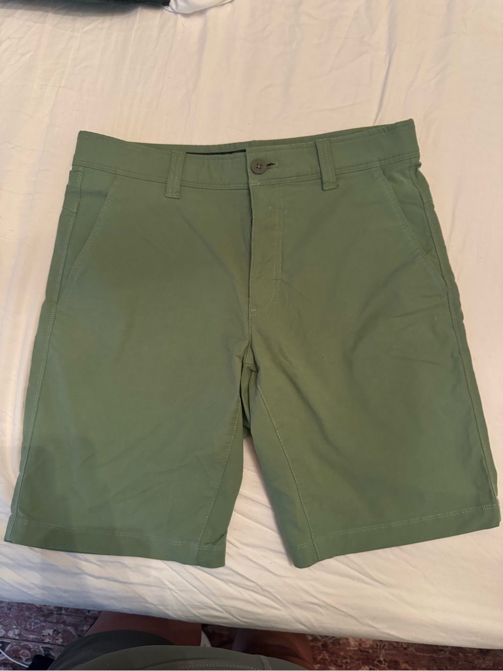 Eddie Bauer  Green Flat-Front Chino Shorts